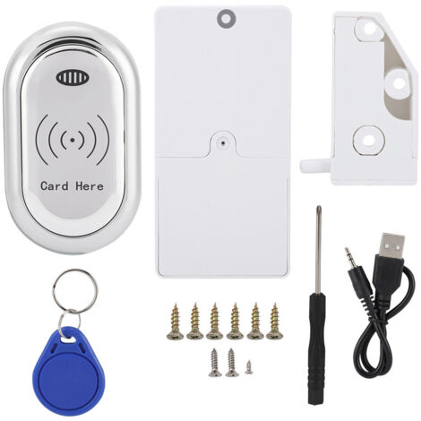 Serrure électronique pour armoire, serrure à carte à bouton intelligent (argent) (1/5)