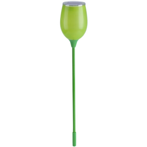 Lot de 4 lampes solaires LED en forme de tulipe, vertes, pour allée, jardin, clôture et décoration extérieure. (1/2)