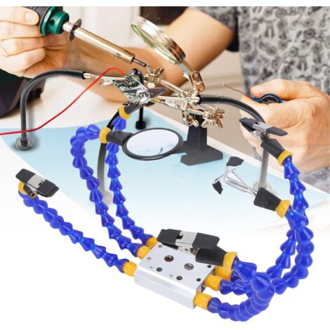 Kit de station de soudage Helping Hands comprenant 4 pinces plates et cylindriques, une loupe et un plateau de soudage 1/4 po pour la maintenance électronique et le soudage industriel. (1/5)
