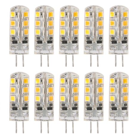 Lot de 10 ampoules LED G4 DC12V à cristal, compatibles avec les lampes domestiques 2835 (blanc chaud), remplaçant les ampoules silicone. (1/5)