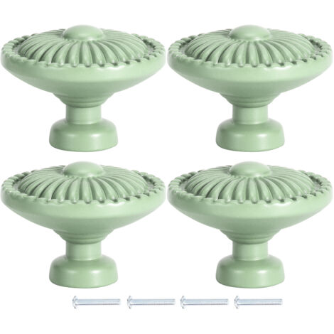 Lot de 4 poignées rondes en alliage de zinc à un trou pour porte de placard de cuisine/armoire, vert 388 (1/5)