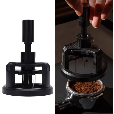 Outil de distribution de café, aiguille rotative magnétique en alliage d'aluminium de 58 mm, pour bar à domicile, noir. (1/5)