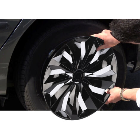 Lot de 4 enjoliveurs de 15 pouces, remplacement universel R15 pour jantes de voiture, camion, SUV et fourgonnette, noirs. (1/5)