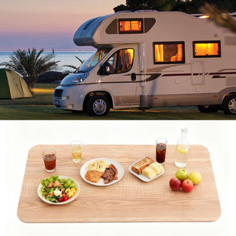 Plateau de table de remplacement pour camping-car, 80 x 40 cm (31,49 x 15,74 po), en bois massif monobloc, pour terrasse de bateau, remorque, camping-car, yacht, salle à manger ou espace de travail. (1/5)