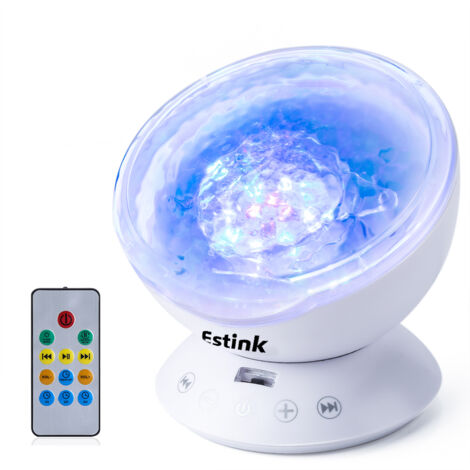 Projecteur LED Ocean Night Light avec projection lumineuse 7 couleurs et musique douce intégrée (1/5)