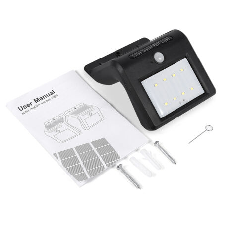 Lampe solaire LED sans fil avec détecteur de mouvement PIR (8 LED) (1/5)