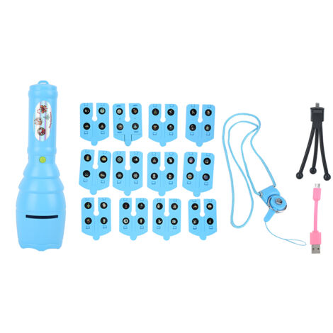 Lampe torche portable LED musicale avec projecteur et 12 motifs pour les fêtes, Noël et HalloweenBleu (1/5)