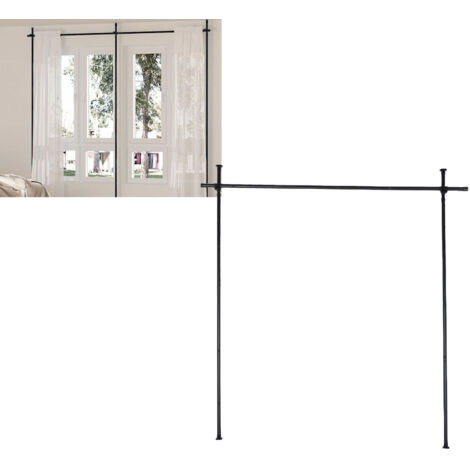 Tringle à rideaux de séparation de pièce en acier au carbone, tige de tension verticale pour séparation de pièces, séparateur d'espace réglable, support de rideau noir mat (1/5)