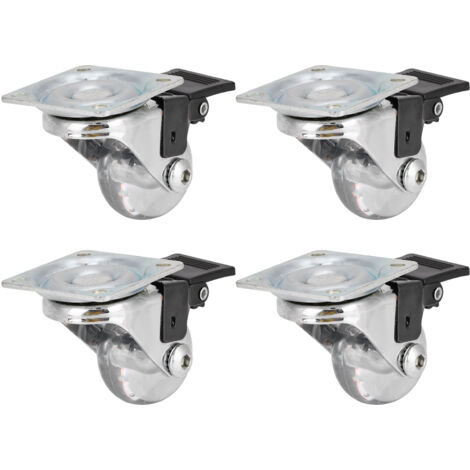 4 roulettes universelles pivotantes à 360° pour armoire, chaise de bureau, chariot, poulie, roulette directionnelle 35 avec frein (1/5)
