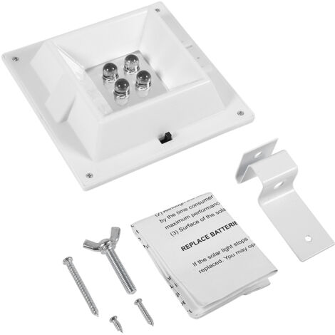 Applique murale extérieure solaire à 4 LED, étanche, carrée, pour jardin, cour, escaliers ou clôture. (1/5)