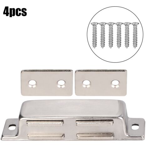 Lot de 4 loquets magnétiques pour portes doubles de placard, en acier inoxydable, pour la maison (1/5)