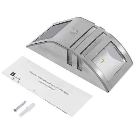 Lampe murale extérieure à LED solaire avec détecteur de mouvement PIR, lampe de sécurité pour jardin (blanc chaud) (1/5)
