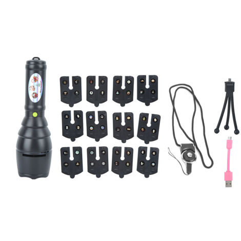 Lampe torche portable LED musicale avec projecteur et 12 motifs pour les fêtes, Noël et HalloweenNoir (1/5)