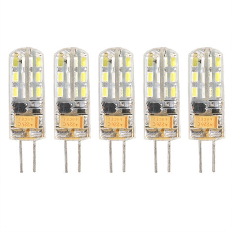 Lot de 5 ampoules LED G4 à intensité variable AC12V, ampoules cristal, blanc froid, 24 LED, 1,5 W (1/5)