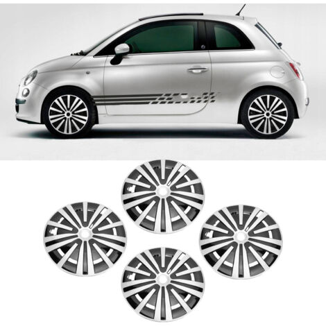 4 enjoliveurs de roue 15 pouces argentés et noirs à clipser, de remplacement pour Peugeot 208 (1/4)