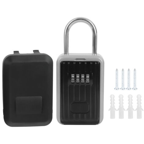 Coffret de rangement antivol portable et étanche pour serrure à combinaison à 4 chiffres, à fixer au mur ou à l'extérieur. (1/5)