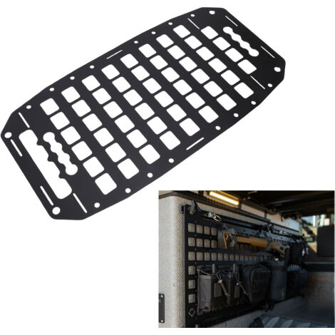Support de panneau Molle pour plateau de camionnette, 21 x 10,7 x 0,1 po, en aluminium, compatible avec les rails en L, pour voitures, VUS, fourgonnettes et VR.