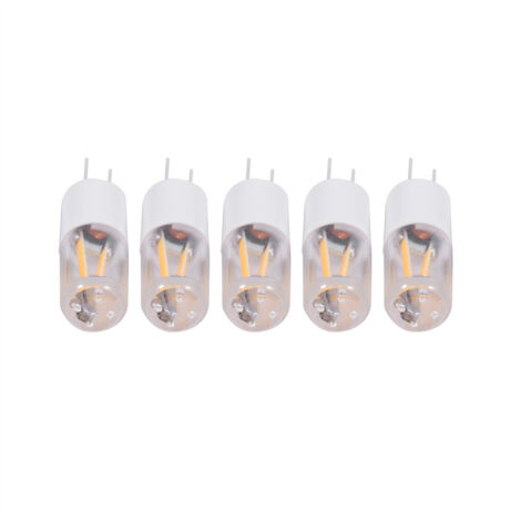 Ampoule LED à filament COB G4 AC/DC12V 1,5W, forme ronde, neuve (5 pièces, blanc chaud) (1/4)