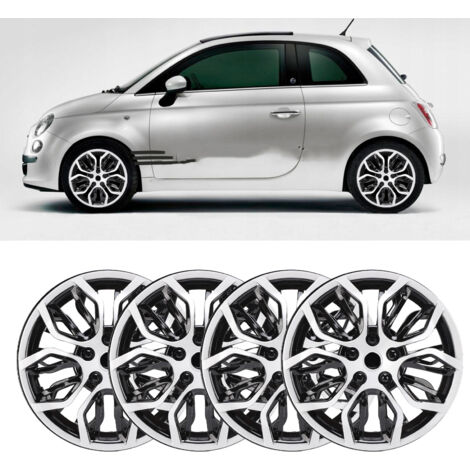 Lot de 4 enjoliveurs 14 pouces, protection intégrale, look élégant, compatibilité universelle R14, pour la plupart des voitures, camions et SUV, argent et noir.