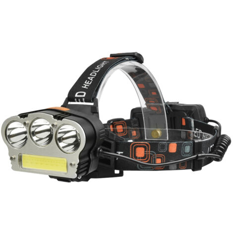 Lampe frontale USB rechargeable T6+COB LED, 7 modes, étanche, randonnée, camping (1/5)