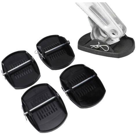 Lot de 4 cales de support stables pour pieds de caravane/remorque, avec goupille de verrouillage de sécurité (noir). (1/5)