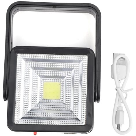 Lampe de camping solaire LED COB portable rechargeable par USB pour randonnée en plein air, noire (1/5)