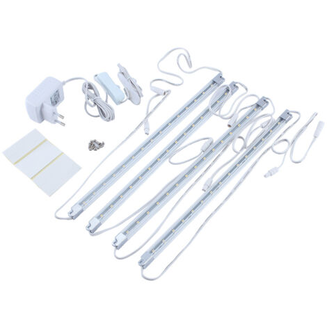 Lot de 4 bandes lumineuses LED à placer sous les meubles de cuisine, pour une économie d'énergie. (1/5)