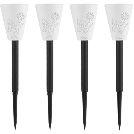 Lot de 4 lampes solaires LED en plastique à 7 couleurs changeantes pour jardin paysager (1/5)