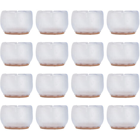 Lot de 16 protège-pieds de chaise ronds en silicone pour meubles, protégeant les sols en bois et évitant les bruits de déplacement. (1/5)