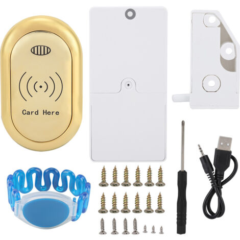 Serrure électronique pour armoire, bracelet intelligent en forme de U, cadenas à carte (doré) (1/5)