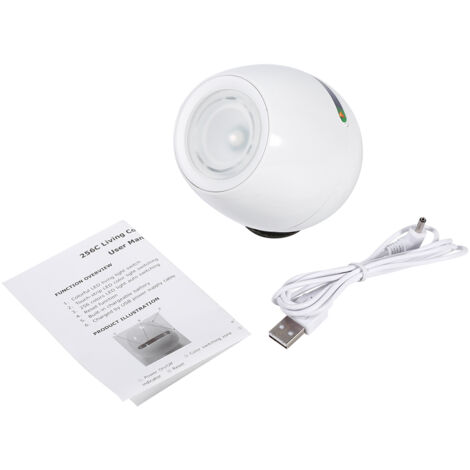 Lampe LED blanche à 256 couleurs changeantes, avec barre de défilement tactile et port USB, idéale pour la décoration intérieure. (1/5)