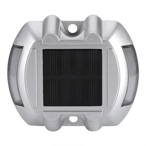 Lampe solaire en aluminium moulé, résistante à l'eau, 6 LED, jaune clair, pour allée, chemin ou route extérieure.