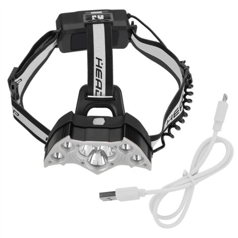 Lampe frontale rechargeable par USB à 7 LED haute luminosité pour le camping et la pêche en plein air (argentée) (1/5)