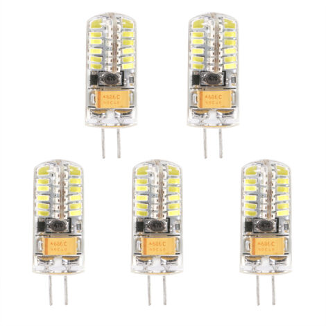 Lot de 5 ampoules LED G4 à intensité variable AC12V, ampoules cristal, blanc froid, 48 LED, 3 W (1/5)