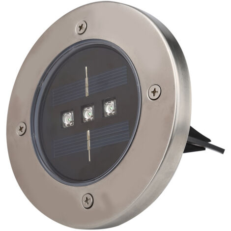 Lampe solaire enterrée IP65 à 3 LED pour terrasse, allée ou jardin. (1/5)