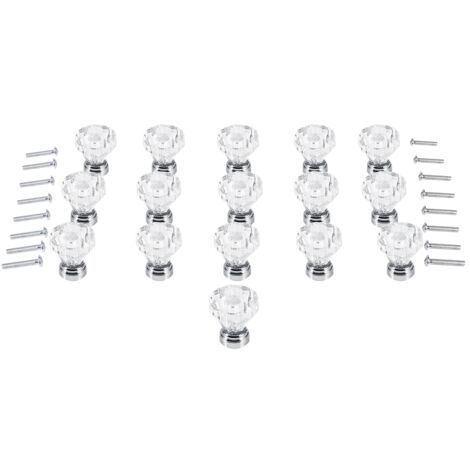 16 boutons de porte en verre cristal diamant de 40 mm (1/5)