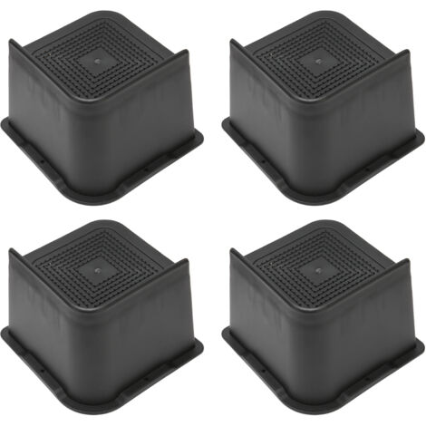 Lot de 4 rehausseurs de lit en ABS en forme de L, antidérapants, pour pieds de chaise, rehausseurs de meubles, blocs de support pour bureau, armoire, canapé, tables, noir, 10,2 cm/4 pouces (1/5)