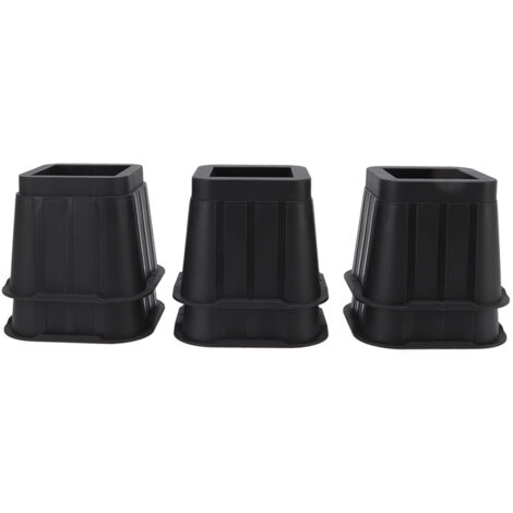 Lot de 6 rehausseurs de meubles en caoutchouc noir de 10 cm de côté pour canapé, lit, chaise et bureau, pour salon (1/5)