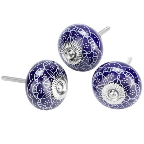 Lot de 3 poignées de porte en céramique porcelaine pour tiroirs, placards et armoires (7) (1/5)