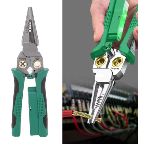 Pince électrique multifonctionnelle pour dénuder, sertir, couper, fendre et bobiner les fils, avec testeur de tension (1/5)