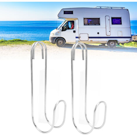 Lot de 2 crochets de tuyau en acier inoxydable, capacité de charge de 20 kg, support de câble multifonctionnel pour camping-car, remorque ou yacht (1/4)