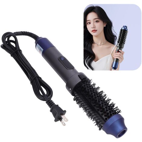 Brosse chauffante ronde anti-nœuds 45 W avec éclairage rouge, pour tous types de cheveux, bleu marine, prise américaine.