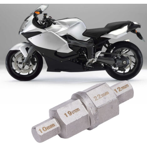 Outil hexagonal pour axe de moto AH10121922, acier au carbone, adaptateur hexagonal combiné 10, 12, 19 et 22 mm, compatible avec R32, R18, R1100GS, R100 et R75 (1/4)