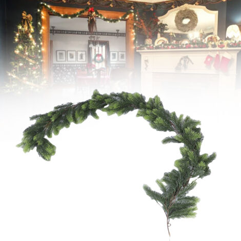Guirlande de pin réaliste verte de 190 cm (74,8 pouces) en plastique souple, idéale pour décorer la maison ou les fêtes. (1/4)