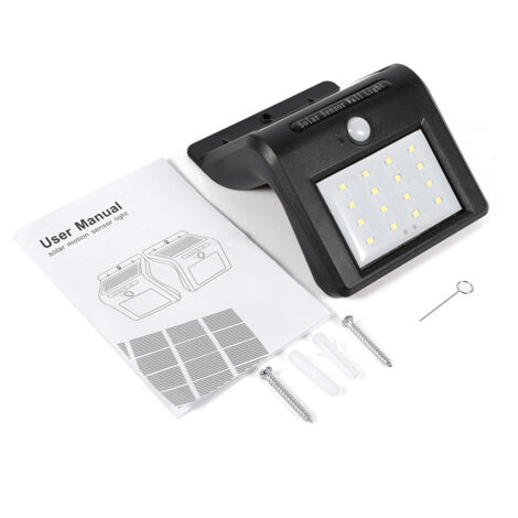 Lampe solaire LED sans fil avec détecteur de mouvement PIR (16 LED) (1/5)