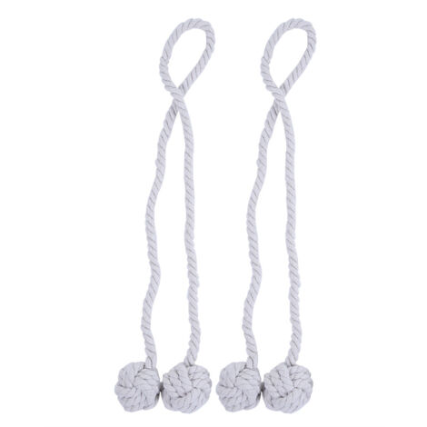 Lot de 2 attaches-rideaux à boule pour rideaux (blanc crème) (1/5)