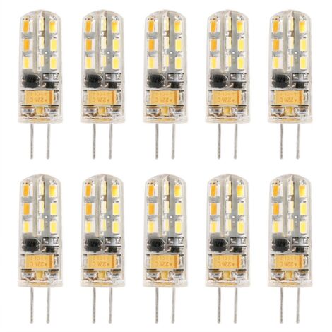Lot de 10 ampoules LED G4 à intensité variable AC12V, ampoules cristal, blanc chaud, 1,5 W, remplaçant les ampoules 24 LED. (1/5)