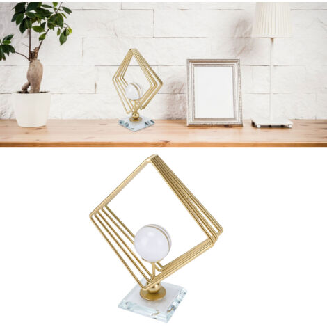 Boule de cristal décorative, art abstrait moderne, boule de cristal transparente avec support en métal en forme de losange pour l'entrée du salon (1/3)