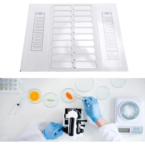 Plateau de rangement pliable en carton pour lames de microscope, 20 emplacements, dimensions des fentes : 8 x 2,5 cm (1/4)