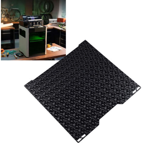 Plateau d'impression PEO PET compatible avec l'imprimante 3D Bambu Lab H2D, 346 x 355 mm, texture diamant et rayures. (1/5)